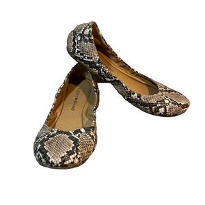 Lucky Brand LK Emmie Women's  7 1/2 M Beige Leather Faux Snakeskin Ballet Flat